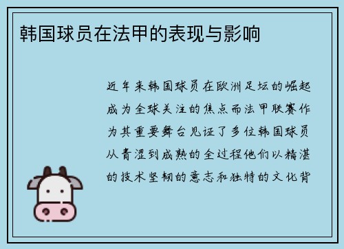 韩国球员在法甲的表现与影响
